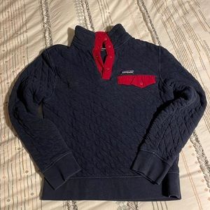 XS Navy with Red Trim Patagonia Quilt T-Snap Pullover
